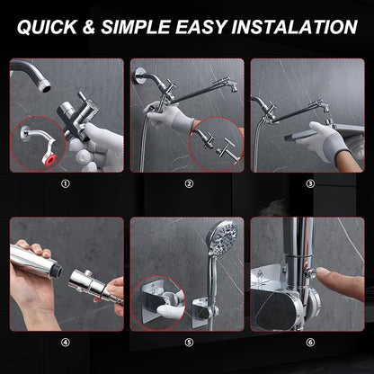 Rain Shower Head Combo-14''Rainfall ShowerHead,8 Modes Handheld with ON/OFF Pause Switch, Double High Pressure Shower heads with Hose,Adjustable and detachable for Couple and Kids