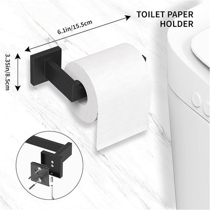 15-Pieces Matte Black Bathroom Accessories Set, 23.6 Inch Bath Towel Bar Set, SUS 304 Stainless Steel Bathroom Hardware Set, Towel Racks for Bathroom Wall Mounted.