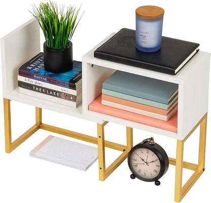 Mind Reader Floating Shelves, Wall-Mounted Office Organizers, Modern MDF Display Storage with Metal Rail, Metal. MDF, Set of 2, White
