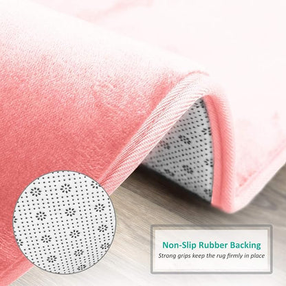 Clara Clark Bathroom Rugs, Velvet Memory Foam Bath Mat, Non-Slip, Machine Washable Bath Rugs - Dries Quickly, Ultra Soft Plush Bath Mats for Bathroom, 17 x 24, Coral Pink