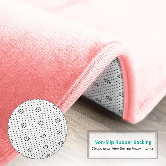 Clara Clark Bathroom Rugs, Velvet Memory Foam Bath Mat, Non-Slip, Machine Washable Bath Rugs - Dries Quickly, Ultra Soft Plush Bath Mats for Bathroom, 20 x 24, Coral Pink