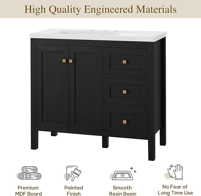 DWVO 36 Inch Bathroom Vanity with Sink | Bathroom Storage Cabinet