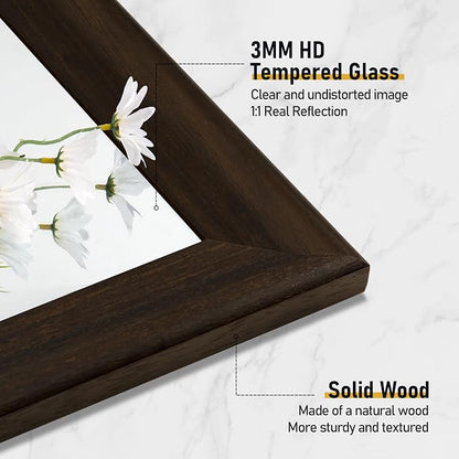 Rustic Wood Wall Mirror for Bathroom,Rectangle Large 30 x 40 inch Mirror | Vanity Hanging Black Walnut Mirror with Wooden Frame for Living Room,Bedroom,Entryway(Dark Walnut)