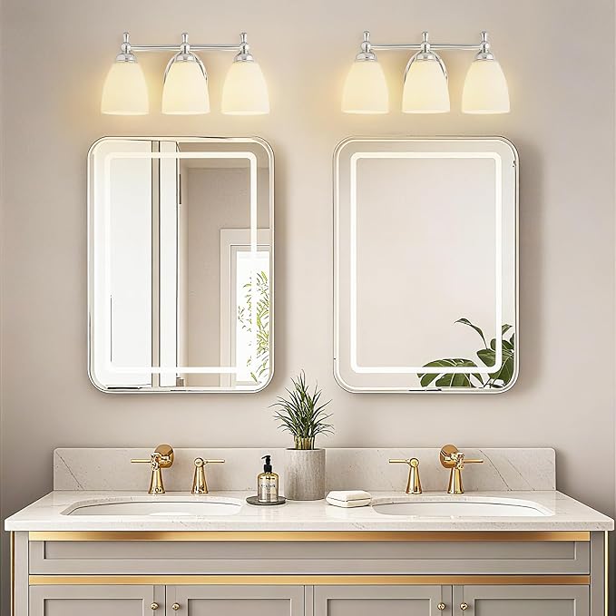 Bathroom Light Fixtures, 3 Light Bathroom Lighting Fixtures Over Mirror Wall Mounted Lighting Chrome Vanity Light for Living Room Cabinet