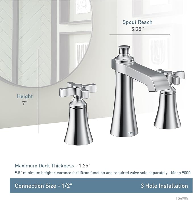 Moen Flara Brushed Gold Two Handle 8 in. Widespread Cross Handle Bathroom Faucet Trim Kit, Valve Required (Sold Separately), TS6985BG