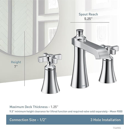Moen Flara Brushed Gold Two Handle 8 in. Widespread Cross Handle Bathroom Faucet Trim Kit, Valve Required (Sold Separately), TS6985BG