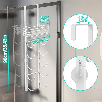 HapiRm Towel Racks for Bathroom Storage - 6 Tier Over The Door & Wall Mount Rolled Towel Storage Organizer Holder with Metal Shelf Basket for Small Bathroom, Camper, Rv - White, Patented