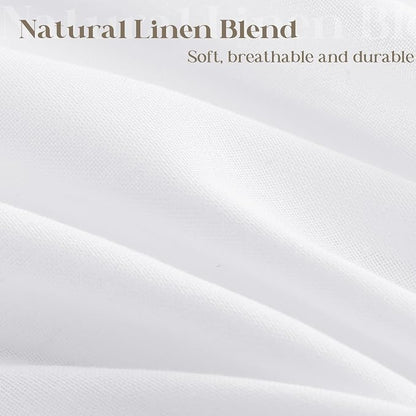 White Linen Shower Curtain for Bathroom Water Repellent 72x72 Inch | Luxury Elegant, Textured Shower Curtains, Cloth Cotton Fabric, Boho Farmhouse Decor, Bath Drapes, with Hooks, 72 x 72 Inches