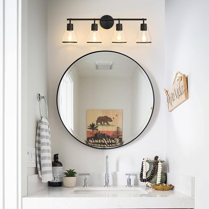 30" Black Bathroom Light Fixtures 4 Light Bathroom Vanity Lights Over Mirror