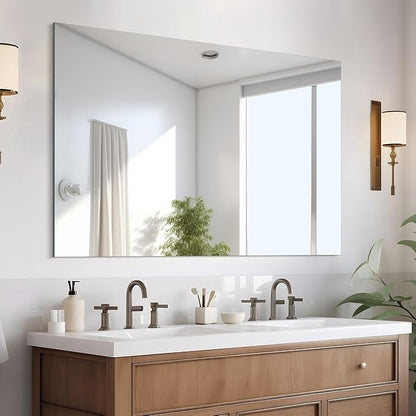 CILIBER Frameless Mirror, 30x40 Inch Rectangle Vanity Mirror for Wall, Large Bathroom Mirror Over Sink with Polished Edge, 3mm Tempered Glass, Horizontal or Vertical Hanging