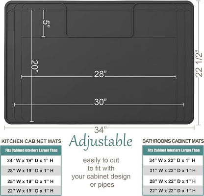 The Original Under Sink Mat - Silicone Waterproof mat, Trimmable, Easy to Clean, Kitchen cabinet liner, Under sink protector mats, Drip Tray with Lip - 34" x 22" or smaller