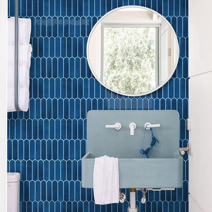 Commomy Thicker Navy Blue Peel and Stick Backsplash - 10 pcs of 12" x 12" - 3D Adhesive Peel and Stick Tiles Backsplash for Kitchen, Bathroom, Removable, Waterproof, Vinyl Wall Tile