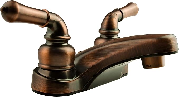 Dura Faucet DF-PL700C-ORB RV Two Handle Bathroom Faucet (Oil Rubbed Bronze) | RV two handle bathroom sink faucet for campers, trailers, and motorhomes.