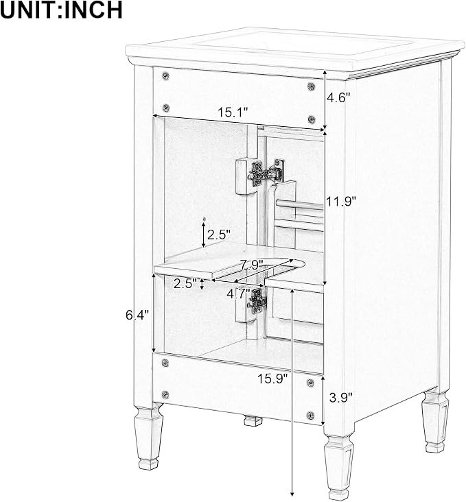 GDFStudio Hawthorne 20" Modern Bathroom Vanity with Sink, Freestanding Bathroom Vanity Organizer with Tilt Out Drawer, Adjustable Shelf and Solid Wood Legs, Single Sink Bathroom Vanity, Black