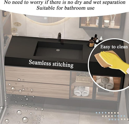 Floating Bathroom Vanity with Sink, Wall Mounted Cabinet with Seamless Integrated Basin, Walnut Color, Solid Wood Bathroom Cabinet, Pre-Assembly, Multiple Scenes (39.4in)
