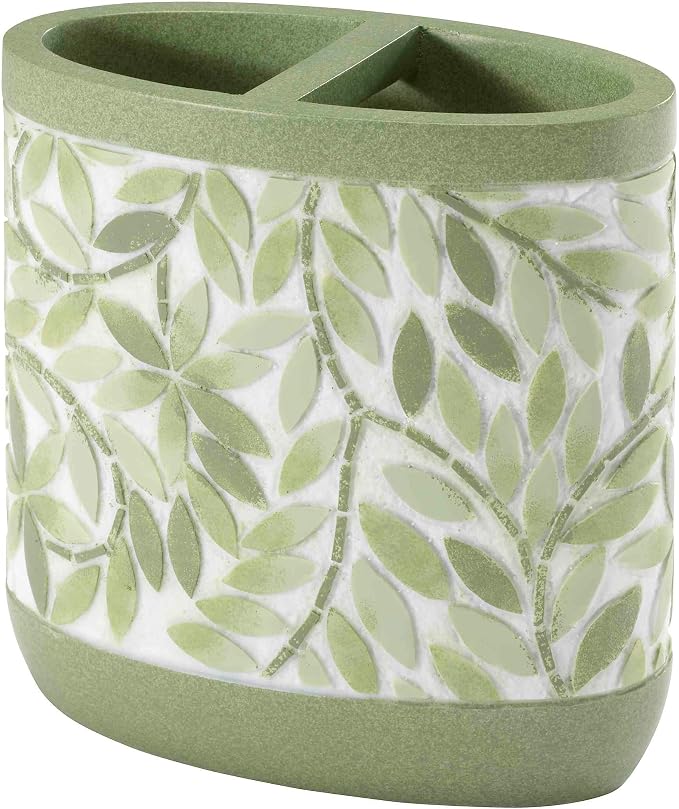 Avanti Linens - Bath Set, 2pc Countertop Accessories, Resin Toothbrush Holder & Lotion Pump (Stratford Collection, Green)
