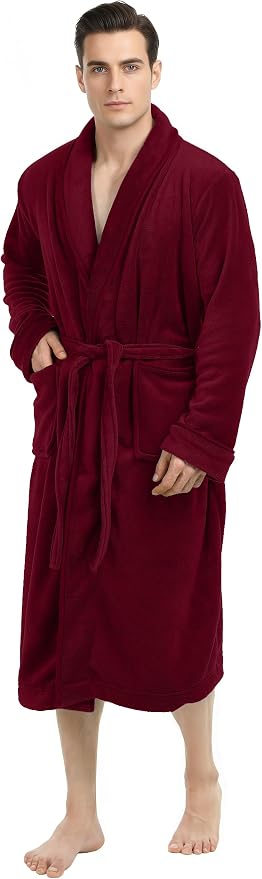 NY Threads Luxury Ultra Soft Mens Robe Plush Fleece Long Bathrobe