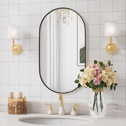 Oval Mirrors,Oval Bathroom Mirrors,20x28 Black Mirror,espejos decorativos de pared,Bathroom Mirrors for Over Sink(Black)