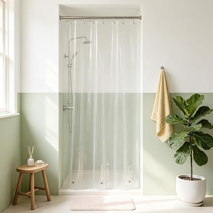 Mrs Awesome 42x72 Stall Shower Curtain Liner Clear | 3 Bottom Magnets,7 Rustproof Grommets,Water Proof Lightweight PEVA,42W x 72H for Small Bathroom or Shower Stall