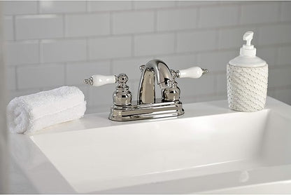Kingston Brass KB5616PL Restoration 4 in. Centerset Bathroom Faucet, Polished Nickel