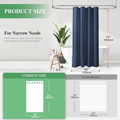 Stall Waffle Shower Curtain 256 GSM Heavy Fabric 48x72 Navy Blue | 48 Inch Wide, Thick Cloth, Weighted Hem, Water Repellent, Hotel Luxury Polyester Shower Curtain Set for Bathroom 8 Hooks