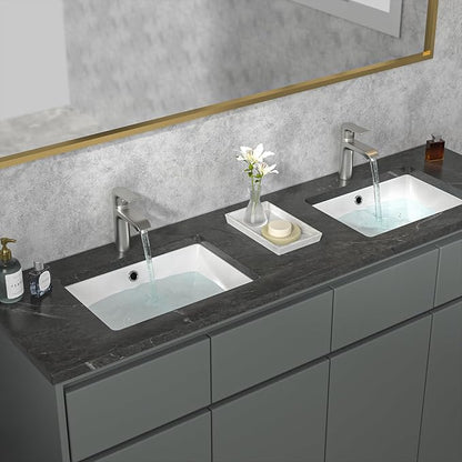 Sarlai Bathroom Sink Undermount - 18.5" Pure White Rectangle Undermount Sink Porcelain Ceramic Lavatory Vanity Bathroom Sink