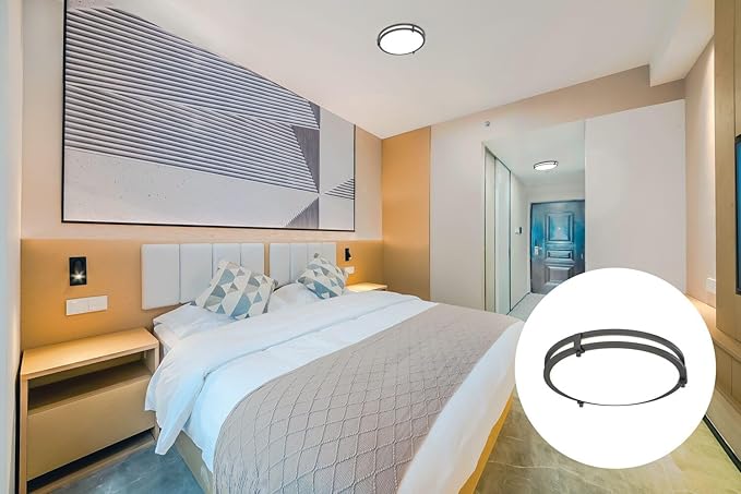 Juno Saturn Flush Mount Ceiling Light with Switchable Color Temperature (2700K-5000K), 16-Inch, Matte Black