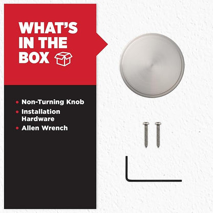 Kwikset Pismo Dummy Door Knob, Single Sided Handle for Closets, French Double Doors, and Pantry, Satin Nickel Non-Turning Interior Push/Pull Door Knob, with Microban Protection, Round Rose (Pack of 4)