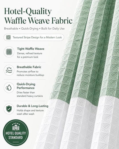 Dainty Home | Spa Green Ombre Waffle Weave Shower Curtain - 70" x 72" - Water Resistant Polyester Blend Fabric Shower Curtain - The Best Gradient Design Washable Waffle Shower Curtain