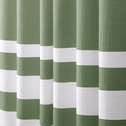 Sage Green Shower Curtain Cotton Waffle Stripe Shower Curtains for Bathroom 72"x72"