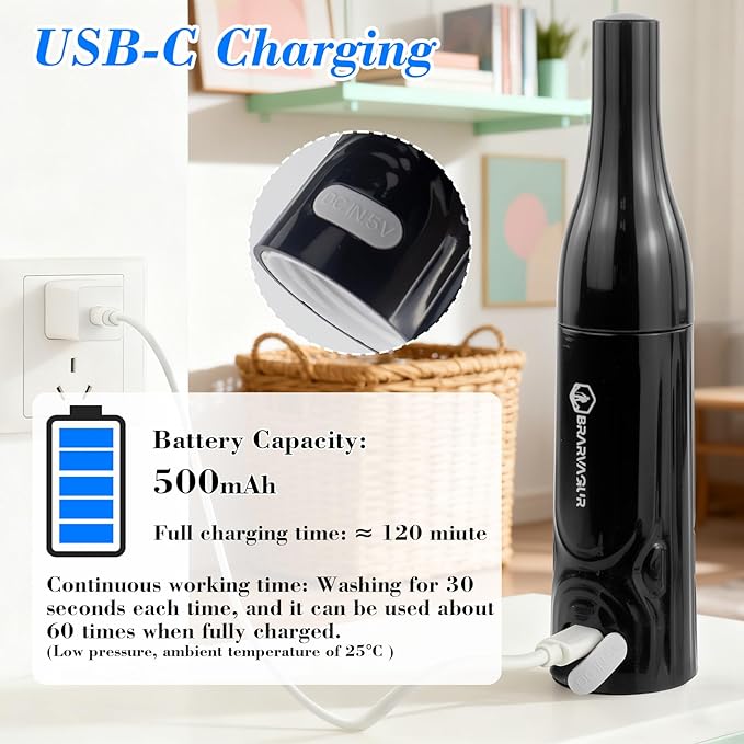 Portable Electric Travel Bidet - Collapsible Bottle 350-550ML, High Pressure Dual Spray Modes, IPX7 Waterproof, Rechargeable, for Personal Hygiene/Baby/Elderly Care