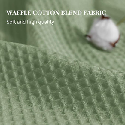 River Dream Cotton Blend Fabric Shower Curtain Set with Liner, Sage, 71x74 | Waffle Weave, No Hook Needed, with Snap in Replacement Liner, Top Sheer Window, Hotel Quality Fabric for Bathroom