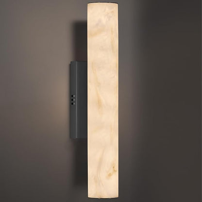 Alabaster Wall Sconce, 20" Matte Black Linear Wall Sconces, 3000K Dimmable Artisan-Cast Alabaster Sconce for Living Room, Modern Wall Lighting for Bathroom, Bedroom, Hallway, 1 Pack, Faux Alabaster