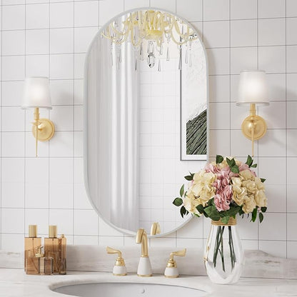 Oval Bathroom Mirror,24x36'' Silver Mirror,Wall Mirrors,Bathroom Mirror Oval,Pill Shaped Mirrors,Entryway Mirror (Silver)