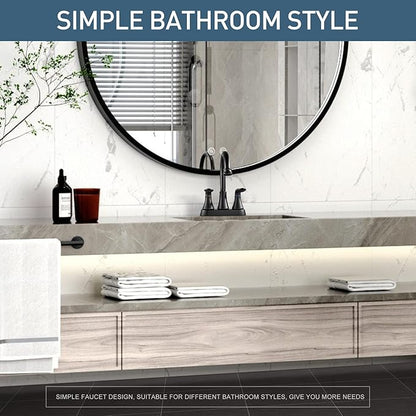 Bathroom Faucets for Sink 3 Hole, 4 inch Matte Black with Pop-up Drain and 2 Supply Hoses 2 Handle Centerset Faucet for Sink Vanity