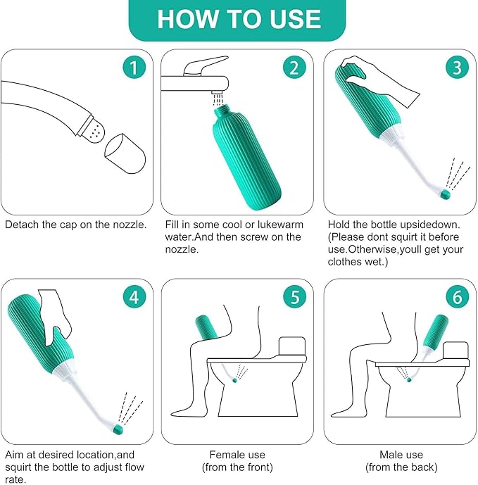 Generic Green Bidet Portable Bidet for Travel, Handheld Jet Spray, 500ml Capacity, Peri Bottle for Postpartum Care, Outdoor Use, Reusable Sprayer