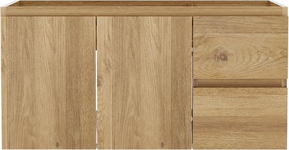 Floating Bathroom Vanity Without Sink Wall Mounted Cabinet with 2 Soft-Close Drawers and Doors, Moisture-Resistant MDF,Large Storage for Small Space (36")