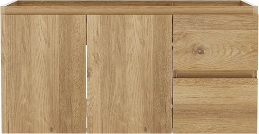 Floating Bathroom Vanity Without Sink Wall Mounted Cabinet with 2 Soft-Close Drawers and Doors, Moisture-Resistant MDF,Large Storage for Small Space (36")