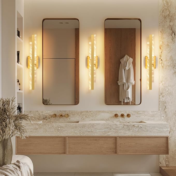 Modern Bathroom Vanity Light: Brushed Gold 24 inch 28W Dimmable LED Bath Bar Light Fixtures Over Mirror - Wall Sconce Picture Lights for Paintings Cabinets Bedroom 3000k