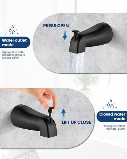 Airuida Shower Faucet Set with Tub Spout,8" Bathtub Faucet-Matte Black | Male Threads Rough-In Valve,Round Head Shower System,Tub and Shower Kit Set