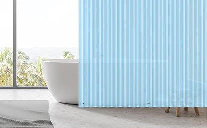 EHZNZIE Shower Curtain Liner Light Weight PEVA, Shower Liner 72x72 Inches, Waterproof, No Chemical Smell with 12 Rust Proof Metal Grommets for Bathroom Shower Curtain, Clear Blue