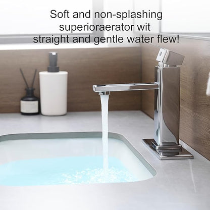 Chrome Bathroom Faucet YXOCVIR Single Hole with Pop-Up Bathroom Drain Single Handle Bathroom Faucet Suitable for Vanity Sinks, RV, Farmhouses, Suitable for 1 or 3-Hole Installation