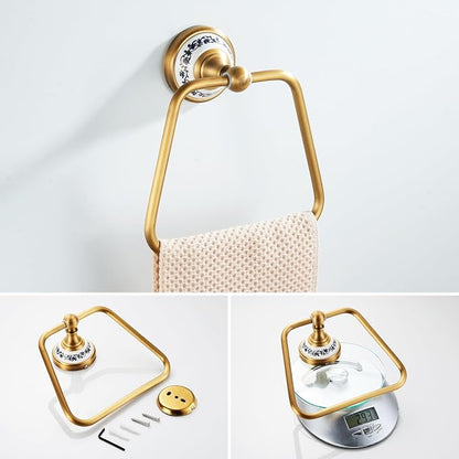 Antique Bronze Bathroom Hardware Set,Adjustable Towel Rack, Toilet Roll Paper Holder,Hand Towel Holder,Hook, Bathroom Accessories Set Wall Mounted,Porcelain Design