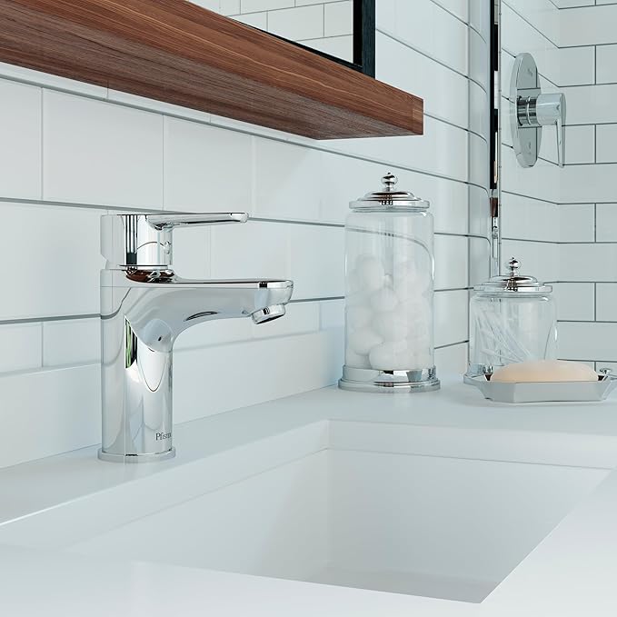 Pfister Pfirst Modern Bathroom Sink Faucet, Single Handle, Single Hole, Polished Chrome Finish, LG1420600