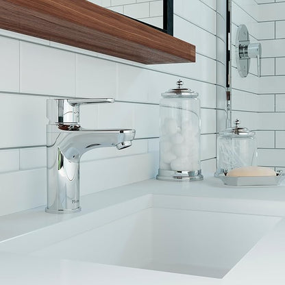 Pfister Pfirst Modern Bathroom Sink Faucet, Single Handle, Single Hole, Polished Chrome Finish, LG1420600