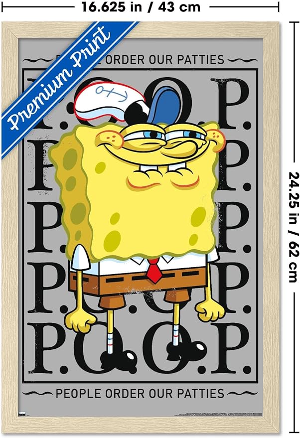 Trends International Nickelodeon Spongebob - P.O.O.P. Wall Poster, 22.4L x 14.7W, Blonde Framed Version