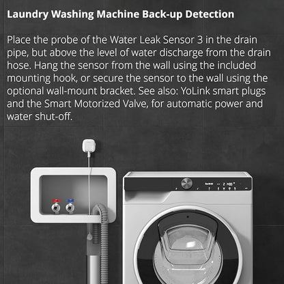 YoLink Water Leak Sensor 3, with Built-in Siren Up to 105dB, Compatible with Alexa and IFTTT - YoLink Hub Required