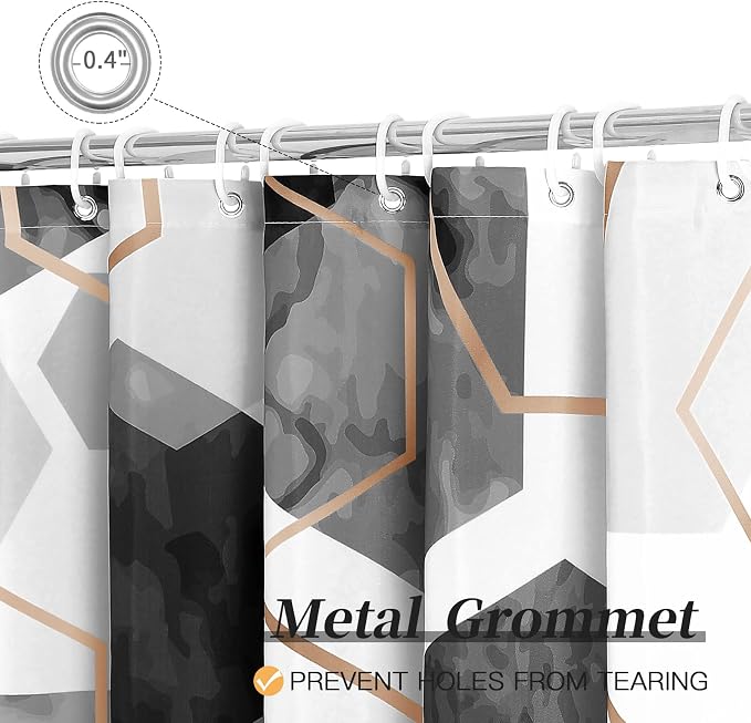 Litabel Small Stall Shower Curtain Set, Geometric Bathroom Decor 36x72 | Narrow Half Modern Minimalist Shower Curtais, Black Geometric Art Print Abstract Waterproof Bath Curtain