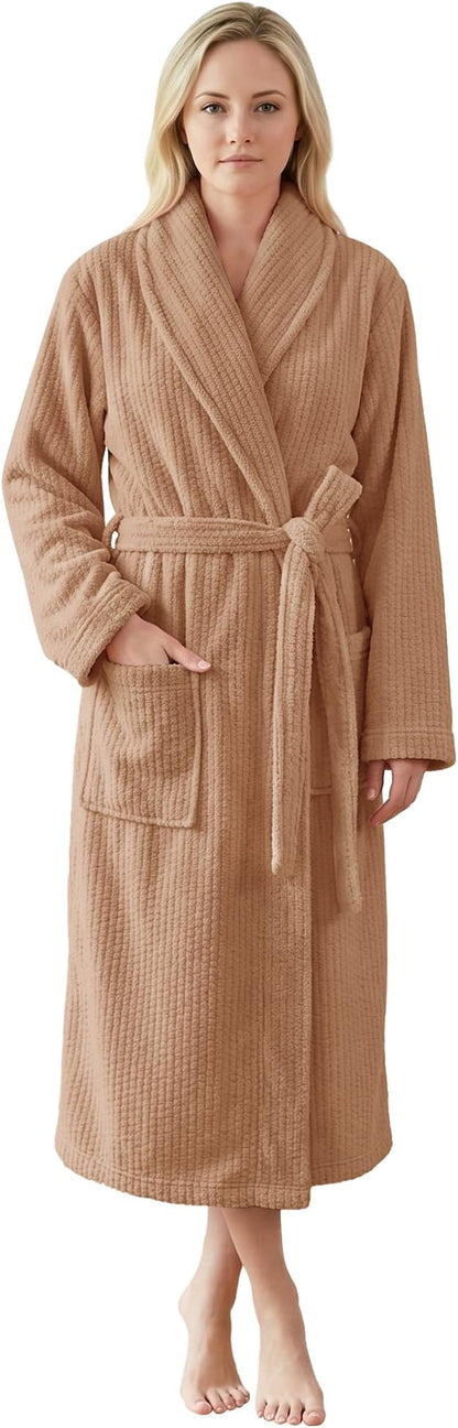 PJGGZ Women's Shawl Collar Bathrobe, Soft Long Towel Robes for Women - Super Absorbent Quick Dry yet Warm