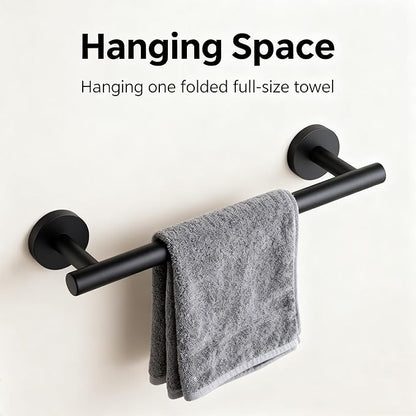 SEIDO Towel Holder with 9.6" Usable Length, 304 Stainless Steel Black Towel Bar for Bathroom Wall, One-Piece Towel Racks for Bathroom Without Assembly, 12 Inch, Matte Black